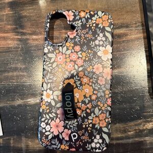 Floral Phone Case - Black and Orange IPhone 16 Plus Loopy Case